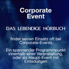Text im Bild - beschreibt an welchen Orten Das Lebendige Hörbuch zu erleben ist.